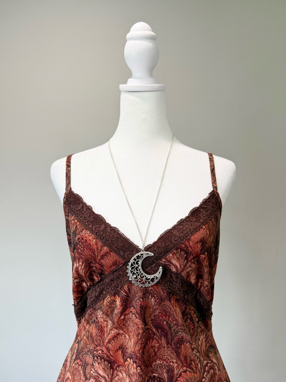 Urban Outfitters Orange Brown Lace Mesh Abstract Swirl Mini Dress - Picture 3 of 5